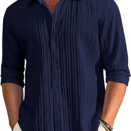 CB-COLEBROOK Men's Casual Button Down Shirts Long Sleeve Linen