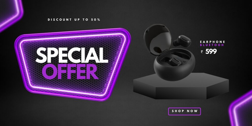 Banner - Landscape - Special Offer - Up to 50% - Earphone bluetooth